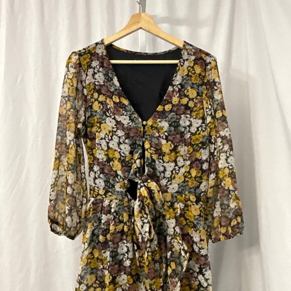 Abercrombie & Fitch Midi Dress Medium Floral Boho Peasant - Picture 7 of 13